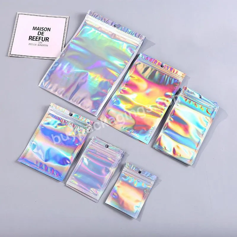 3 Side Sealed Small Holographic Plastic Laser Printing Zipper Hologram Bag