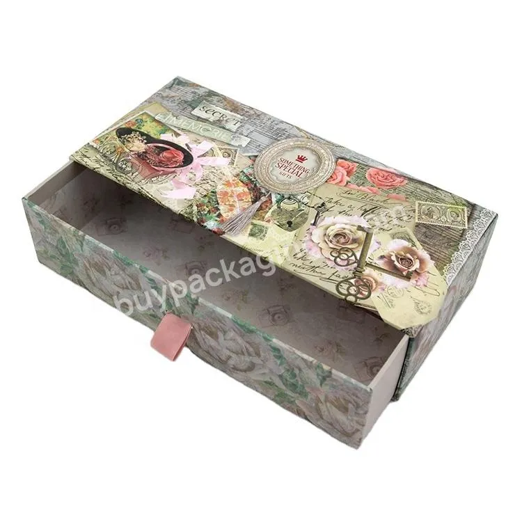 300 gsm personalized paper drawer box for flowers