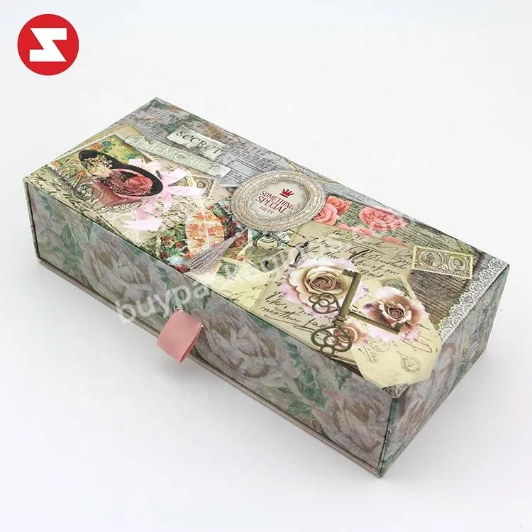 300 gsm personalized paper drawer box for flowers
