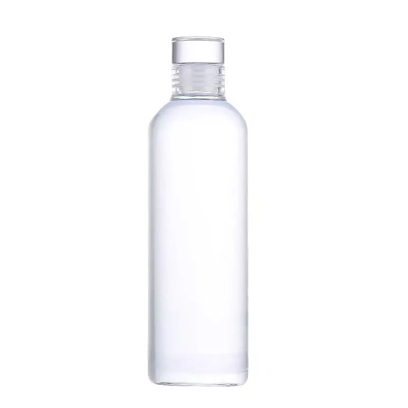 300ml 500ml 750ml  High Borosilicate Manufacturer Beverage Clear Glass Bottle Glass Water Bottle With Press To Close The Lid