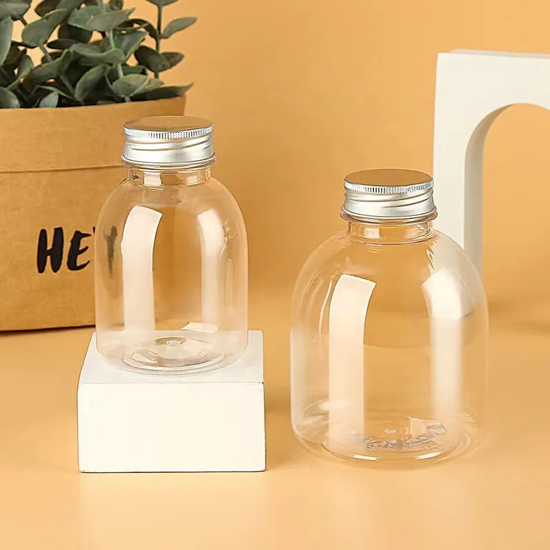 300ml 500ml Round Apple Vinegar Glass Bottle Coffee Beverage Juice Glass Bottle With Black Cap