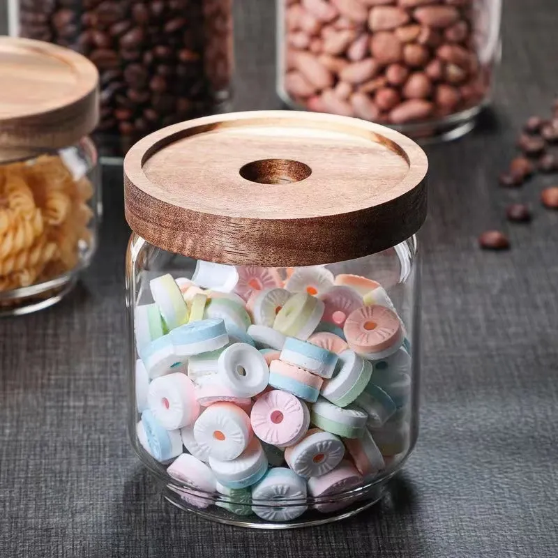 325ml500ml750ml1000ml Glass Food Storage Jar Coffee Bean Bottle With Bamboo Wood Lid