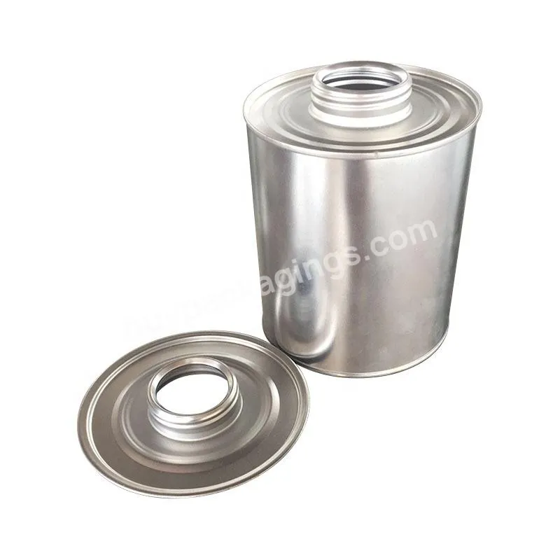 32oz Factory Directly Sale Cone Top Empty Silver Tin Can With Brush For Pvc/cpvc Cement Solvent Packaging