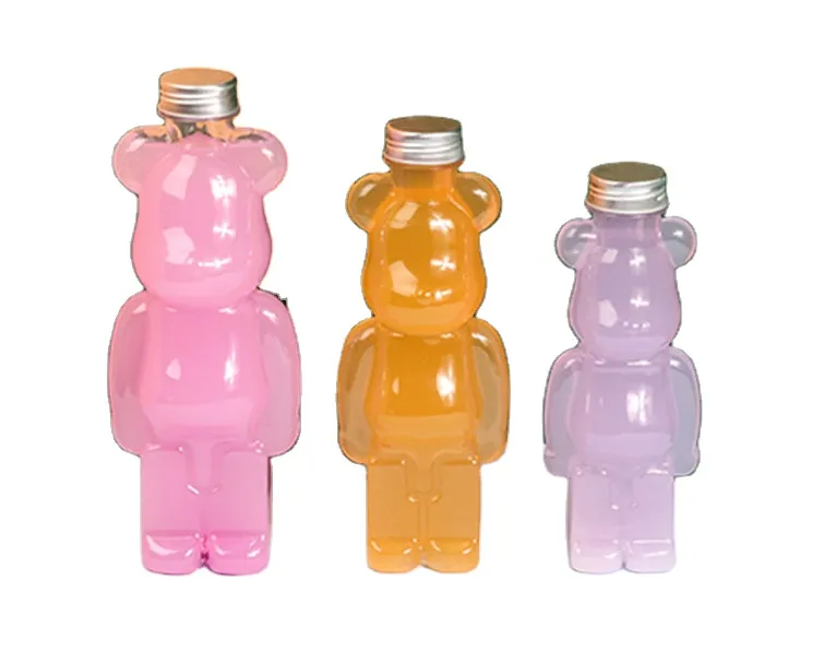 350ml 400ml 500ml PET Beverage bottle Transparent Cute Milk Tea Juice Bear Shape Plastic Bottle