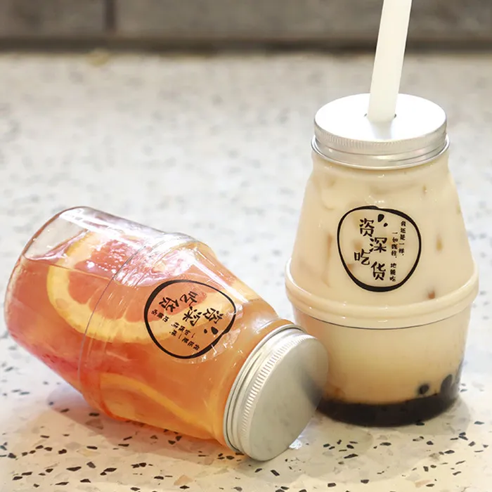 360ml Disposable Milk Tea Thickened Pet Material Drink Juice Beverage Clear Texture Plastic Bottle