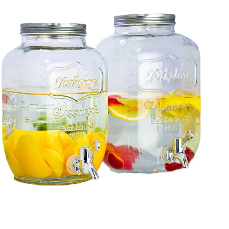 4000ML Refrigerator  Cold Water Large Capacity Bucket with Tap Household Soak Coke Bucket Juice Glass Bottle