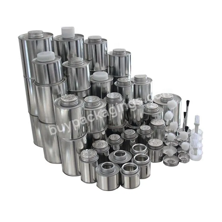 4oz,8oz,16oz,32oz Pvc/upvc/cpvc Glue Tin Can With Brush Cylinder Metal Tin Cans