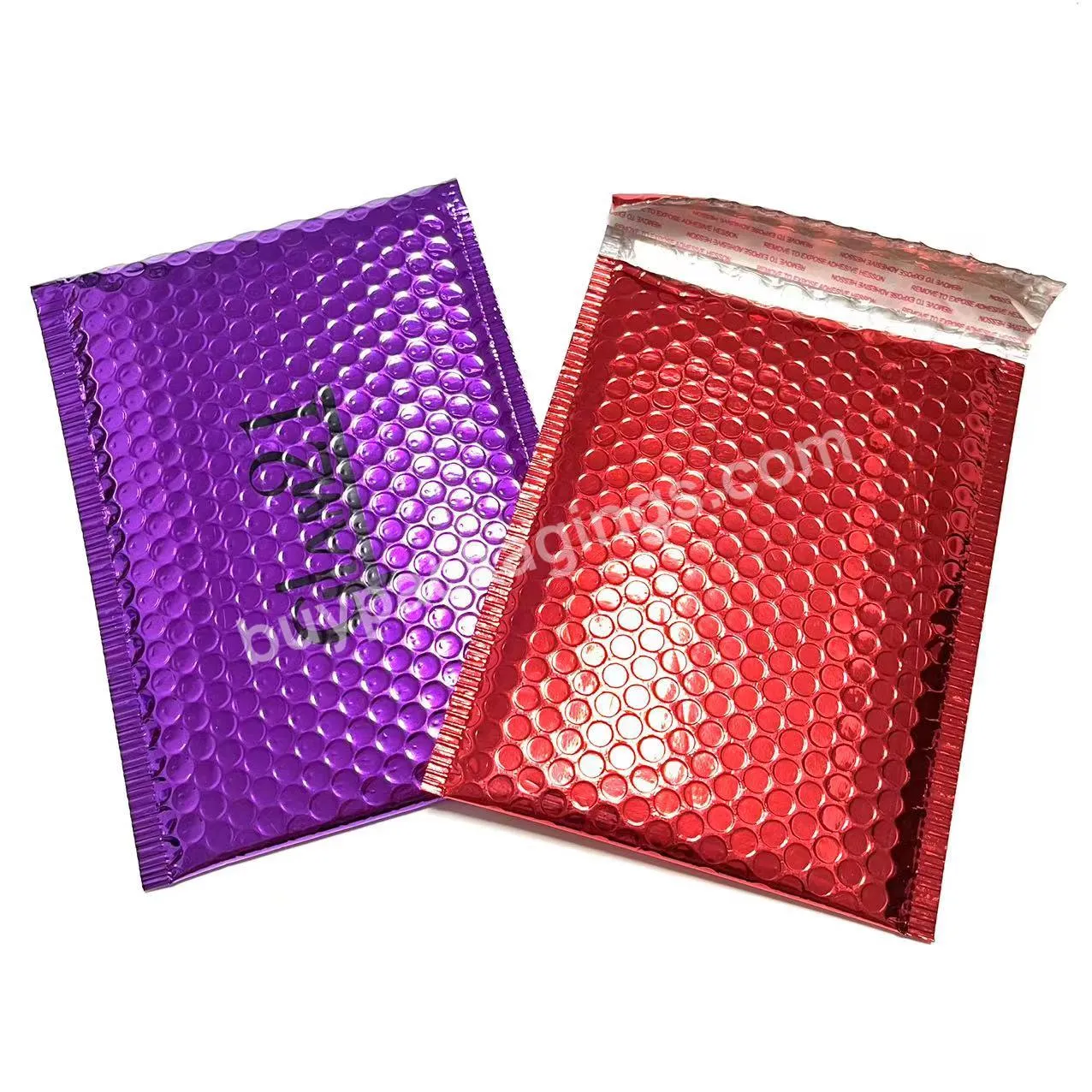 4x8 Purple Black Metallic Bubble Mailers Recyclable Holographic Custom Eco Friendly Envelope Poly Bubble Mailer Mailing Bags