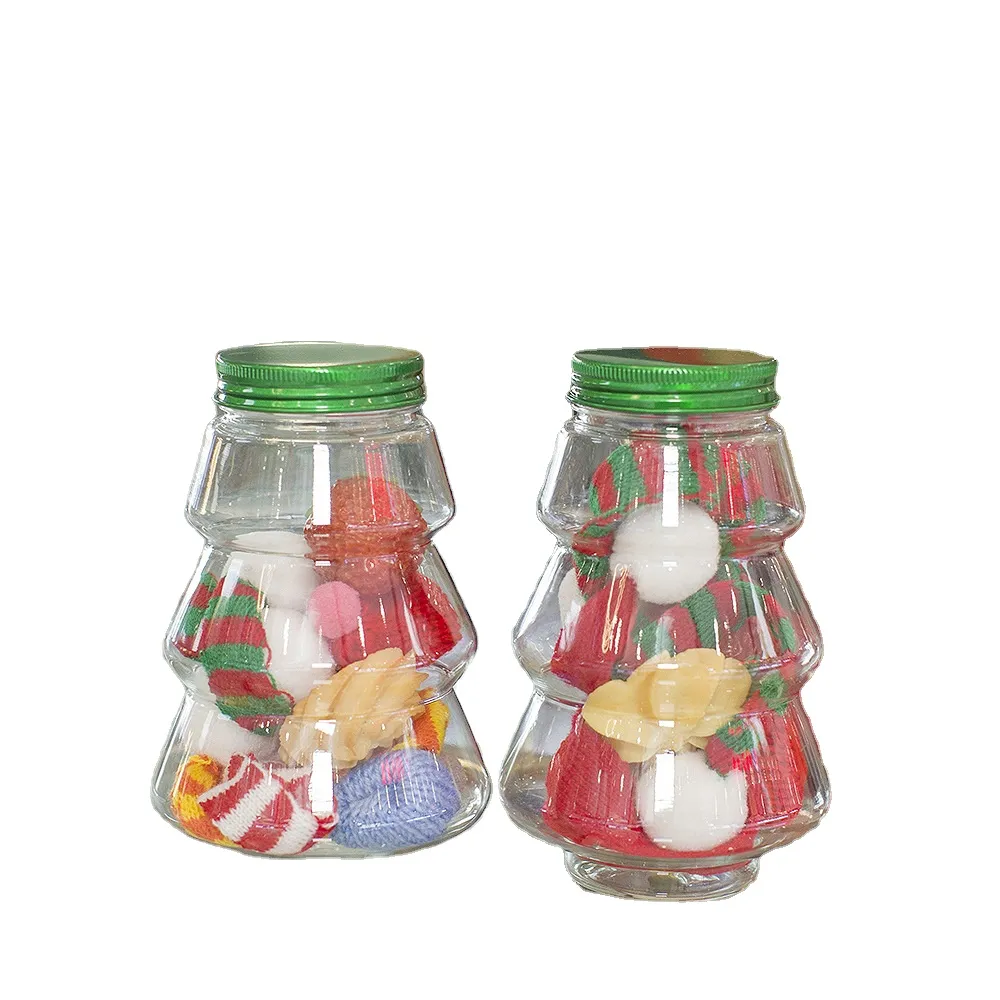 500ml Christmas Tree Creative Shape Commercial For Beverage Candy PET Transparent Plastic Bottle