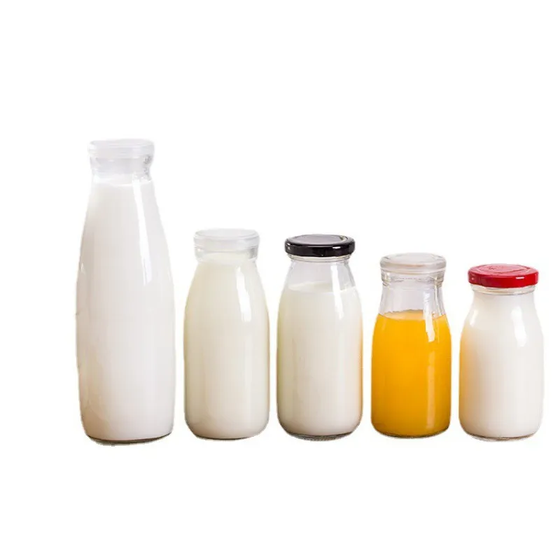 500Ml Empty Glass Milk Glass Boston Bottle With Lid