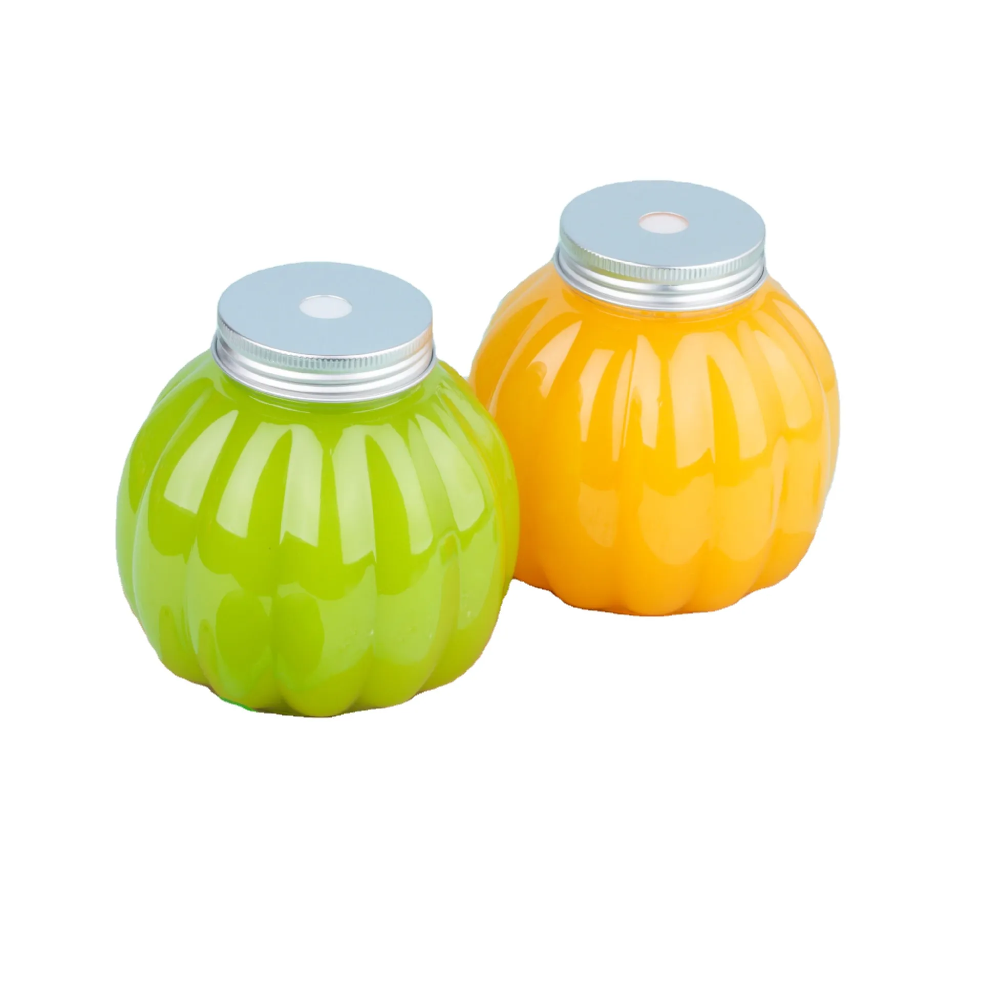 500ml High Transparent Texture PET Beverage Pumpkin Shape Disposable  Creative Model For Juice Drink Plastic Bottle