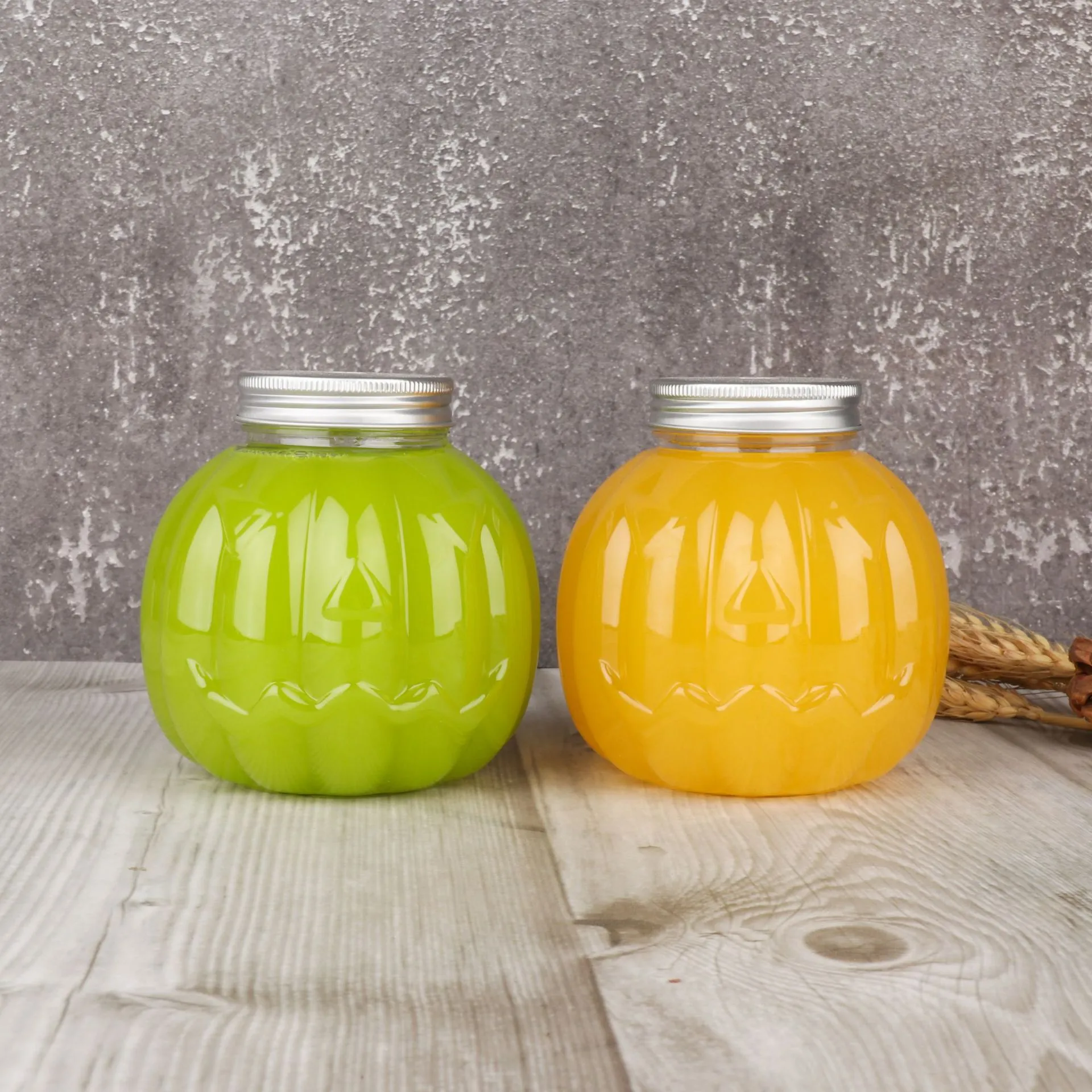 500ml High Transparent Texture PET Beverage Pumpkin Shape Disposable  Creative Model For Juice Drink Plastic Bottle