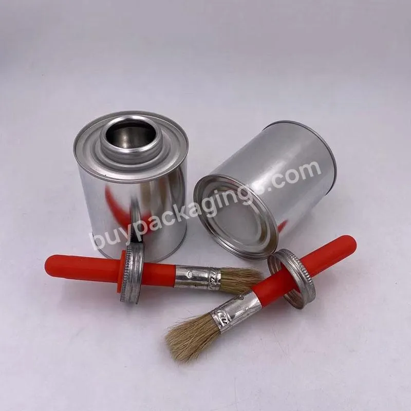 500ml Metal Round Tin Can With Red Brush 16oz Empty Container Packing For Hoof Oil Packaging