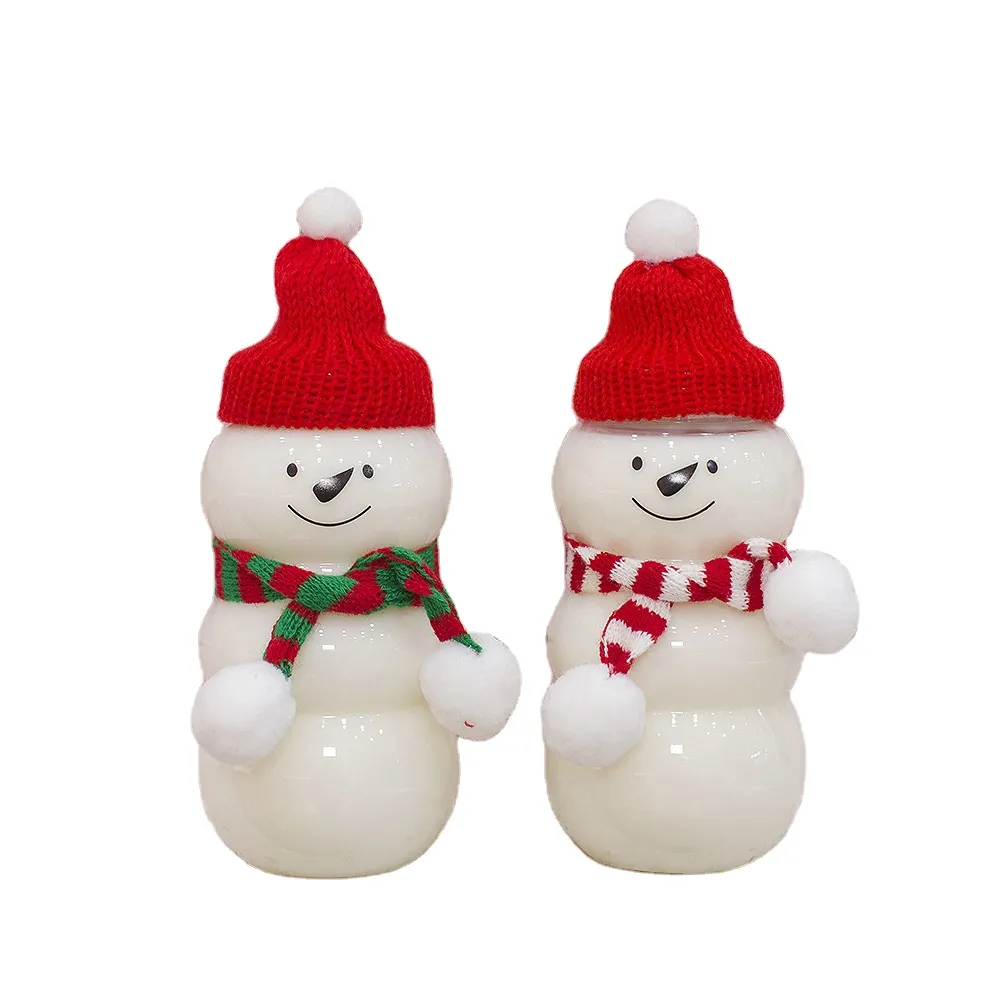 500ml Wholesale Christmas Snowman Milk Tea Cup For Commercial Plastic Bottle