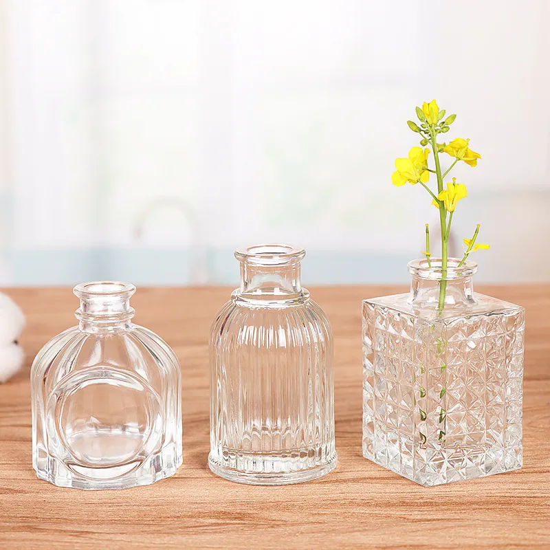 50ml 100ml 150ml Clear Beverage Bottle Fruit Wine Glass Bottle With Cork Stopper Glass Reed Diffuser Bottle