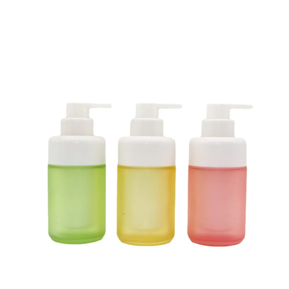 50ml 100ml Double Glass Tube Switch Pressing Head  Lotion Cylinder Shape Frosting Glass  Bottle