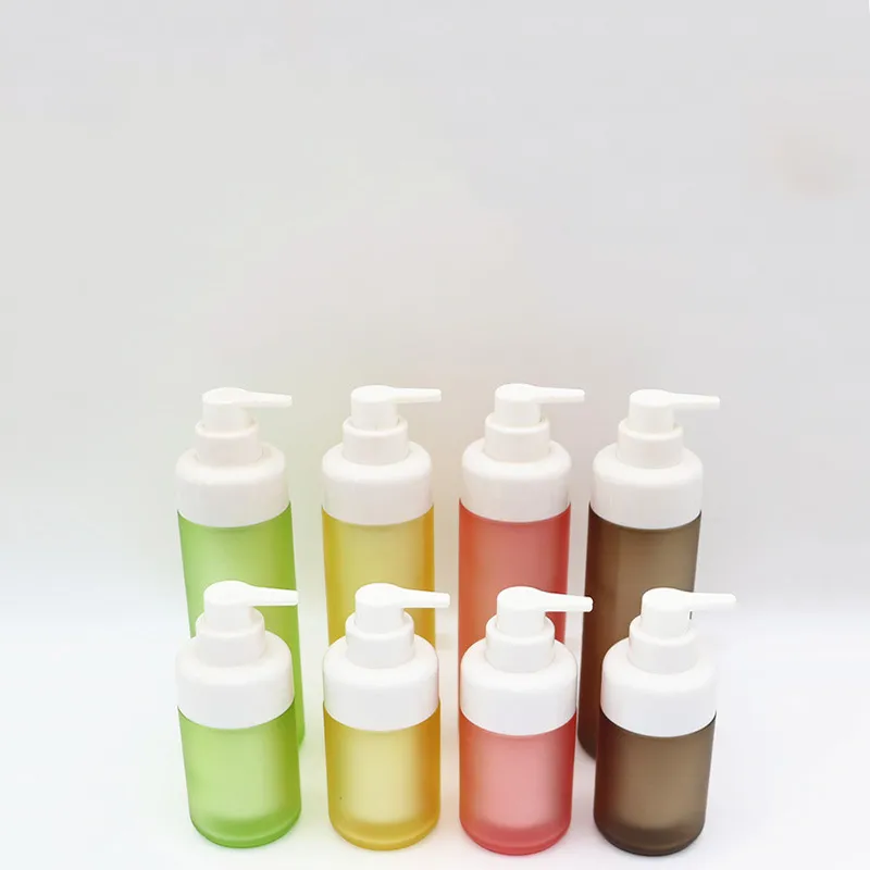 50ml 100ml Double Glass Tube Switch Pressing Head  Lotion Cylinder Shape Frosting Glass  Bottle