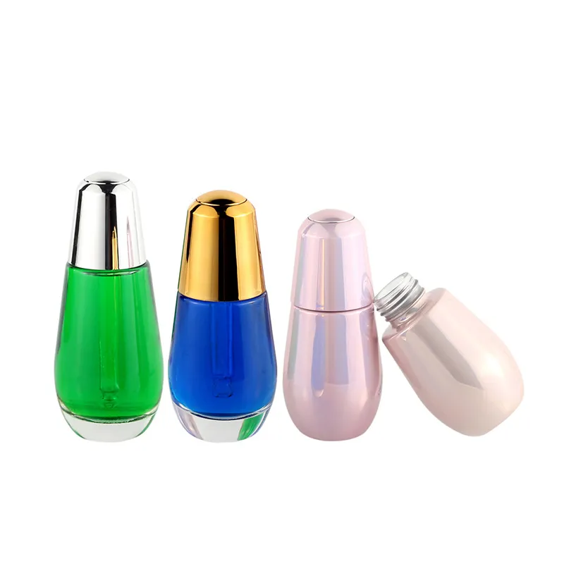 50ML Cosmetics Packaging 30ml Pressed Oval Shape Essence Oil Dropper Glass Material Round Bottle