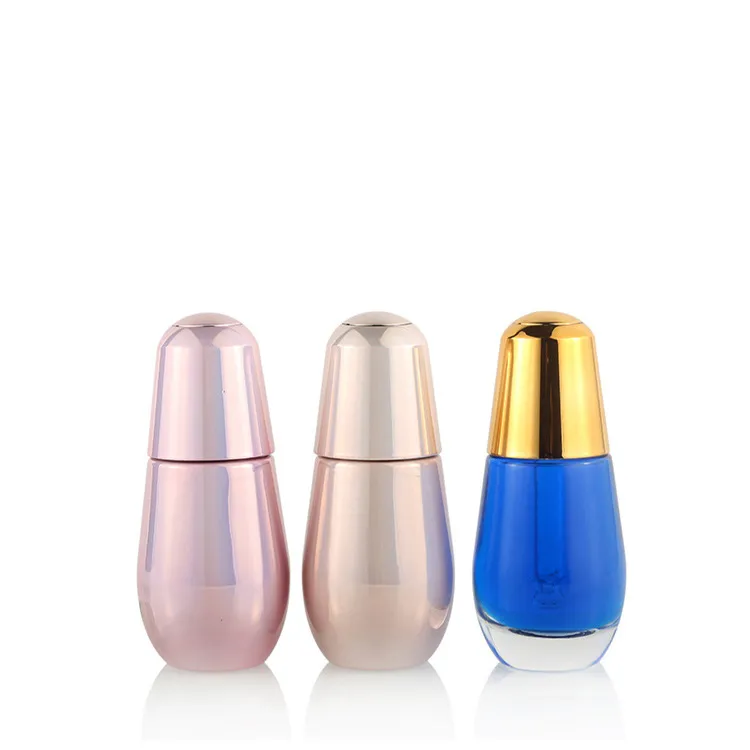 50ML Cosmetics Packaging 30ml Pressed Oval Shape Essence Oil Dropper Glass Material Round Bottle