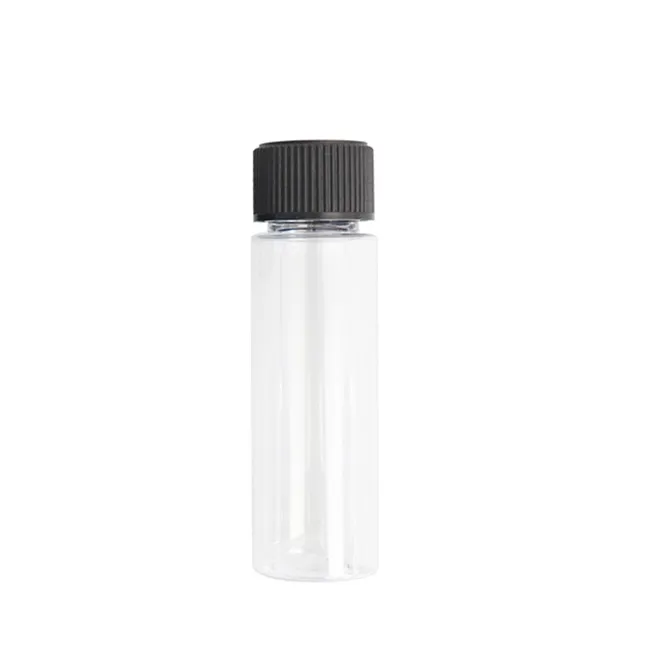 50ml Transparent Cylindrical Round Shape For Candy Capsule Tablet Storage PET Body PP Cap Plastic Bottle