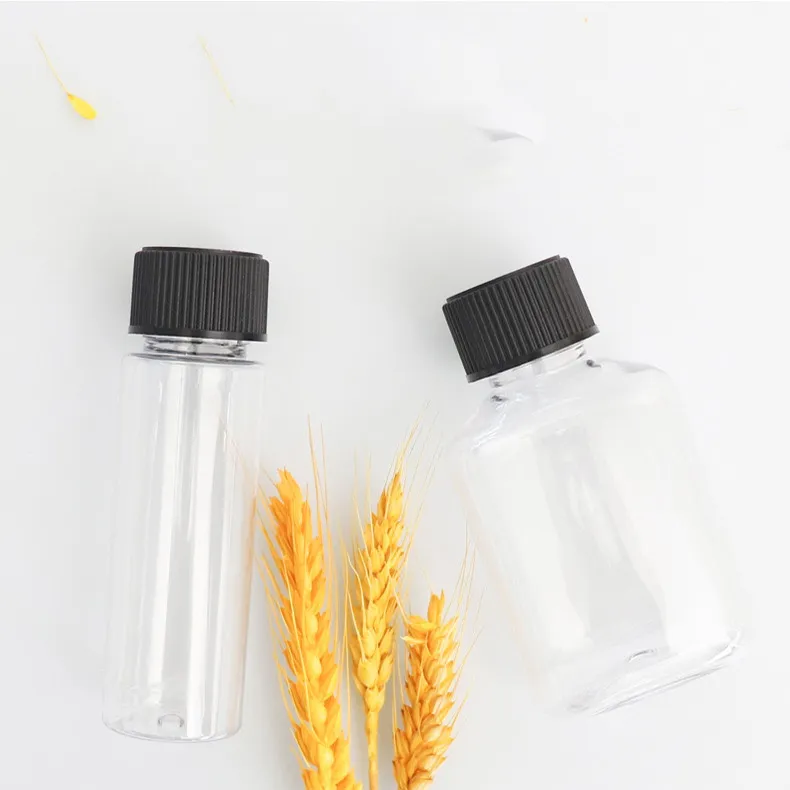 50ml Transparent Round Shape Food Storage Food-grade Material PET Body PP Cap Plastic Bottle