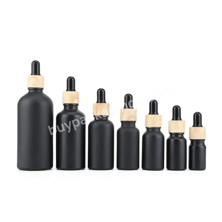 5ml 10ml 15ml 20ml 30ml 50ml 100ml Matte Black Glass Dropper Bamboo Dropper Essential Oil Glass Bottle