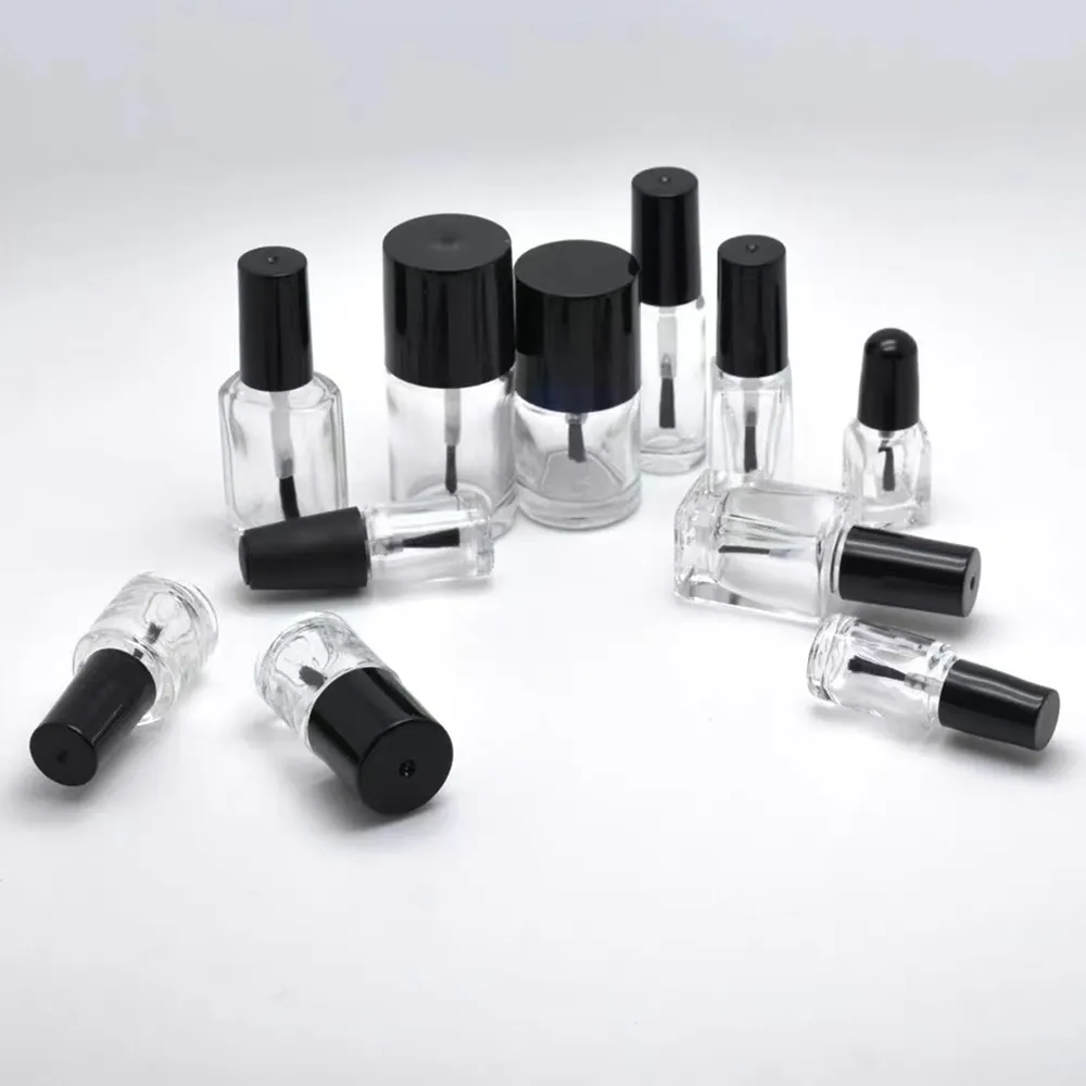 5ml 10ml 15ml 20ml Round Empty Custom Nail Polish Bottles Bulk Cute Nail Polish Glass Bottles With Brush