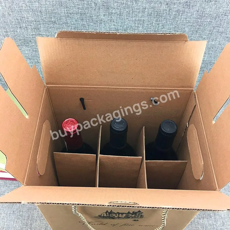 6 bottles wine box packaging Packaging corrugated and wine bottle packaging cardboard box with handle