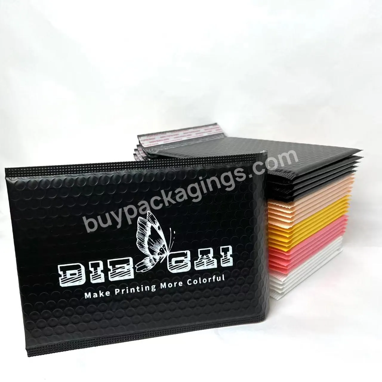 6x10 Waterproof Full Air Bubble Mailers Custom Logo Black Metallic Foil Mailing Padded Envelopes Shipping Bubble Mailer