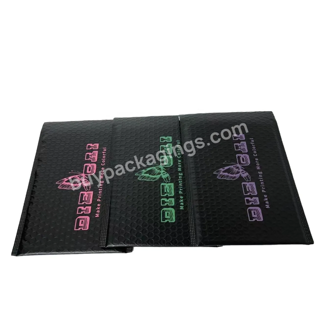 6x10 Waterproof Full Air Bubble Mailers Custom Logo Black Metallic Foil Mailing Padded Envelopes Shipping Bubble Mailer