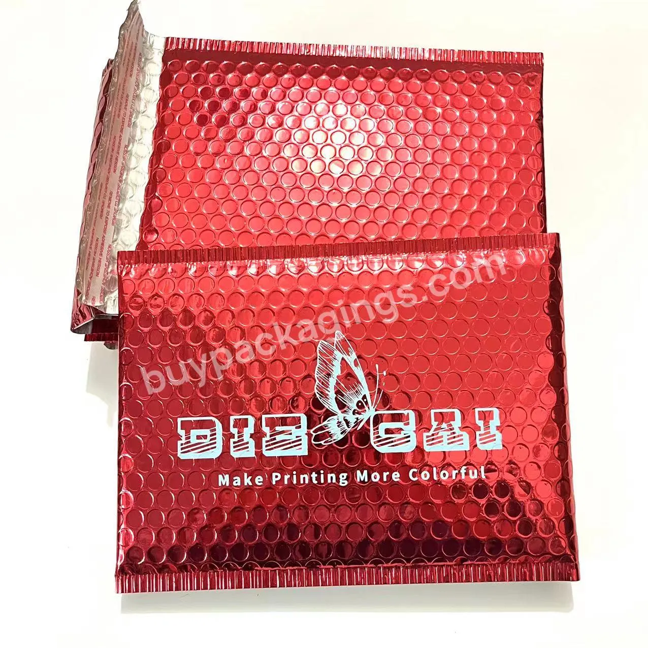 6x10 Waterproof Full Air Bubble Mailers Custom Logo Black Metallic Foil Padded Envelopes Red Shipping Bags Bubble Mailer