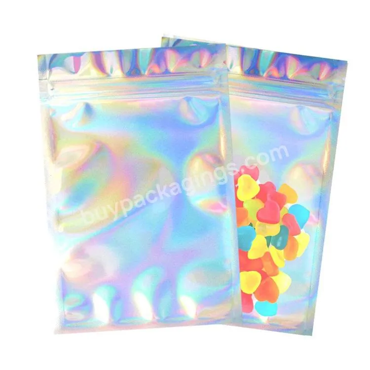 6x8 Rainbow Holographic Smell Proof Aluminum Foil Mylar Ziplock Pouch Bags