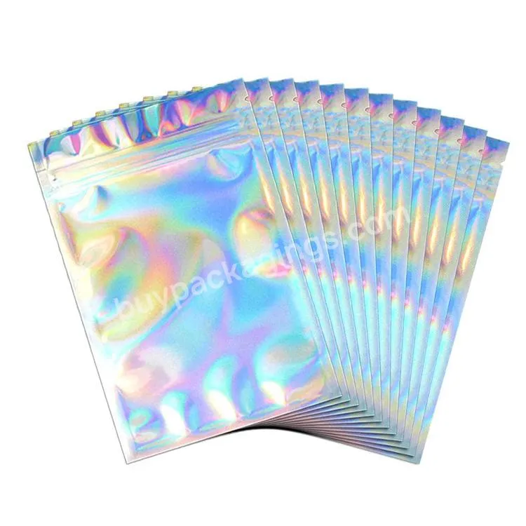 6x8 Rainbow Holographic Smell Proof Aluminum Foil Mylar Ziplock Pouch Bags