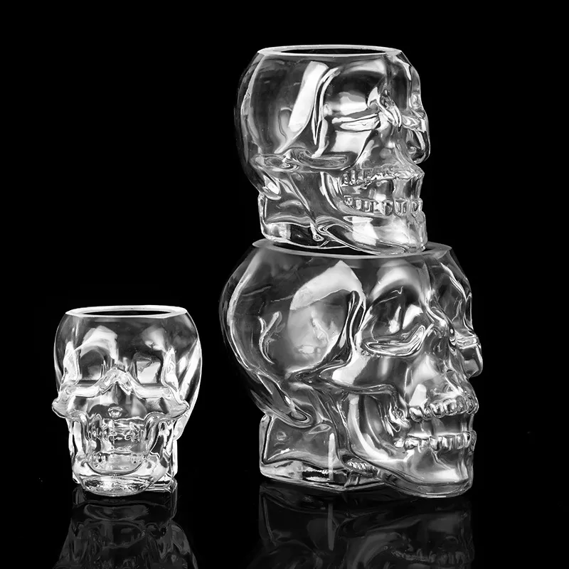 750ml Creative Skeleton Head Wine Cup Wooden Stopper Beer Whiskey Skeleton Small Wine  Cup Glass Bottle