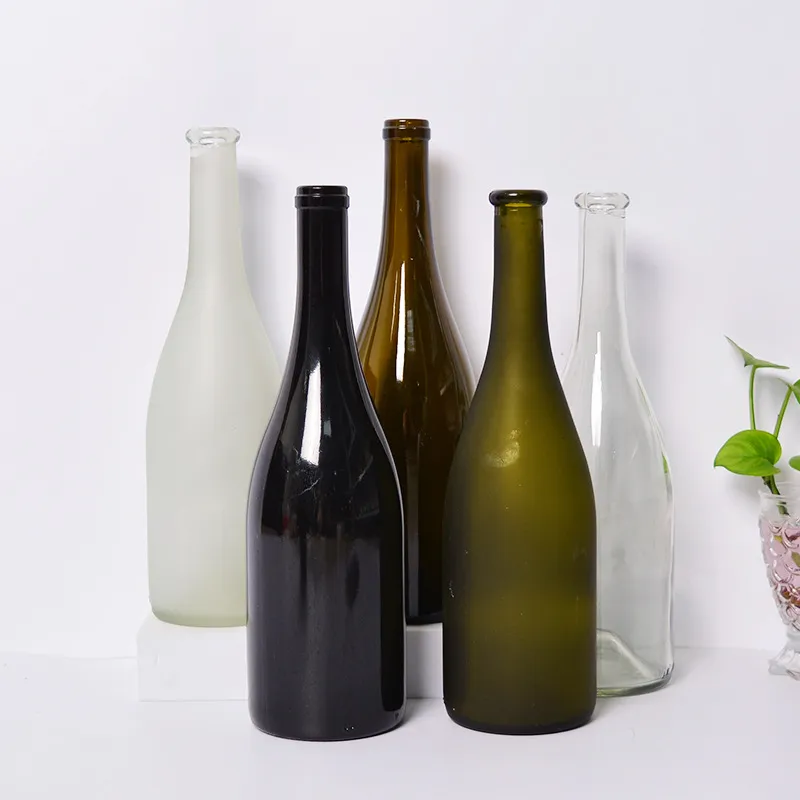 750ml Matte Large Belly Dark Green Clear Bottle Cabernet Manufacture Supplier Glass Material  Wine Bottle