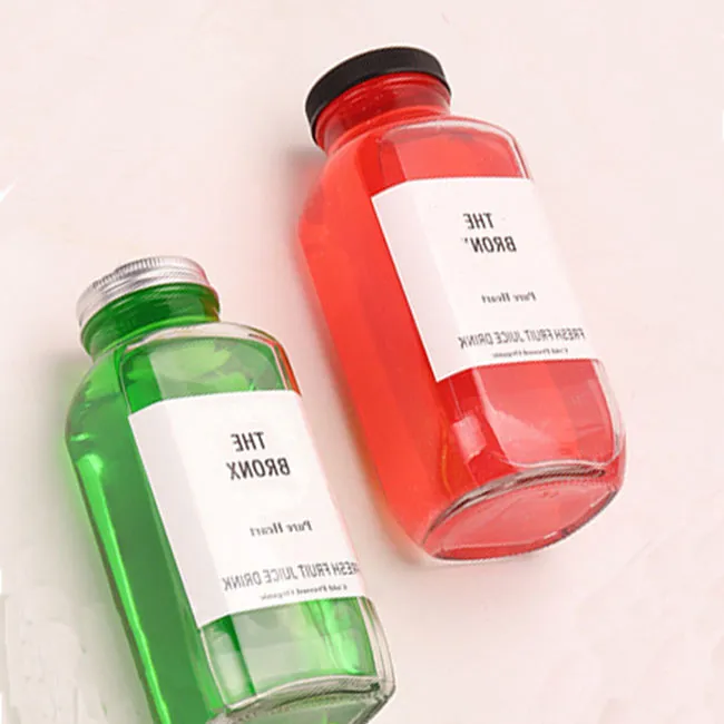 80ML180ML250ml350ML500MLCustom Transparent Square Drinking Glass Bottle For Beverage Tea Juice Milk