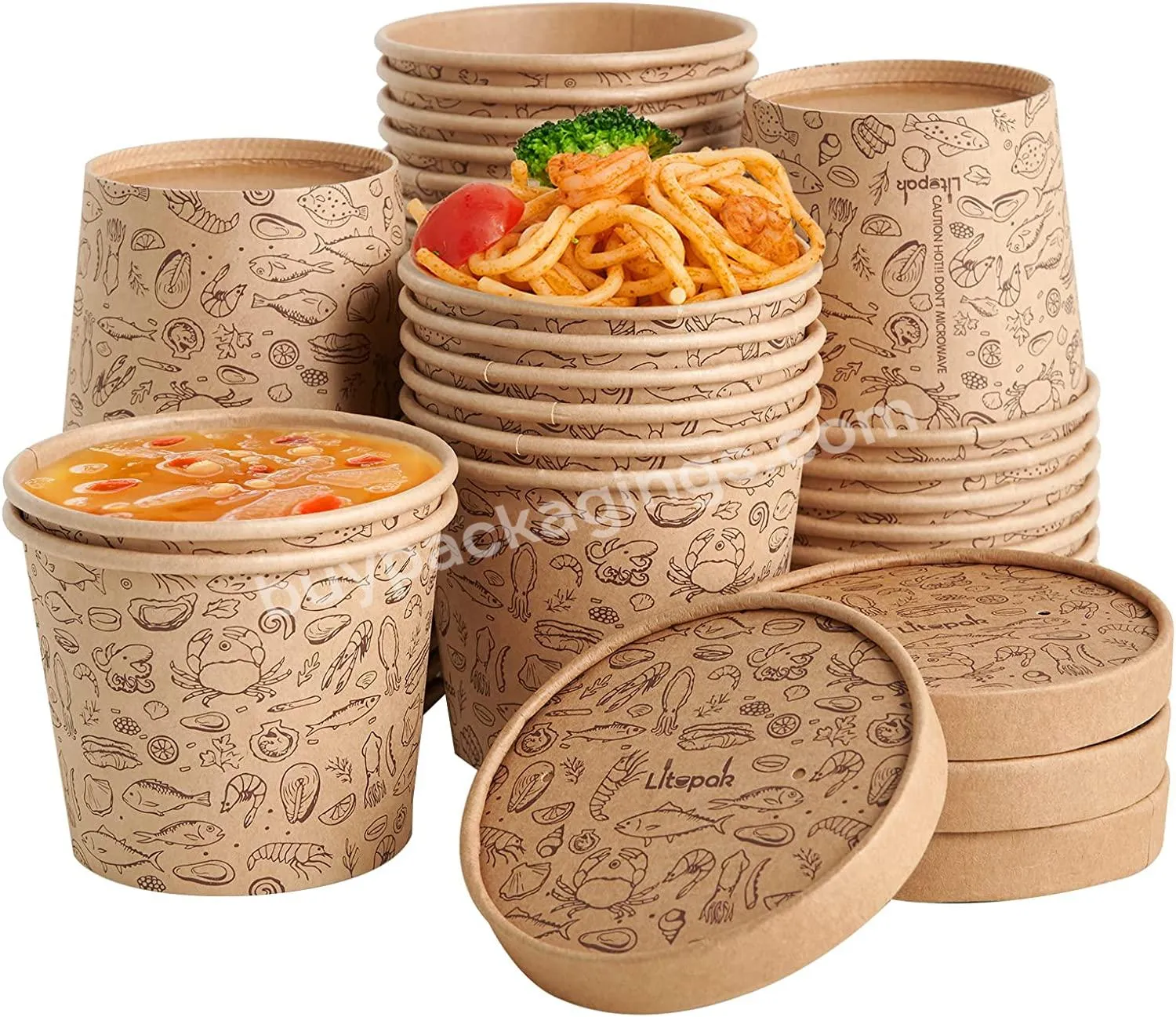 8oz 280ml Disposable Paper Soup Cup Paper Soup Cup Kraft Soup Bowl Hot Food Container