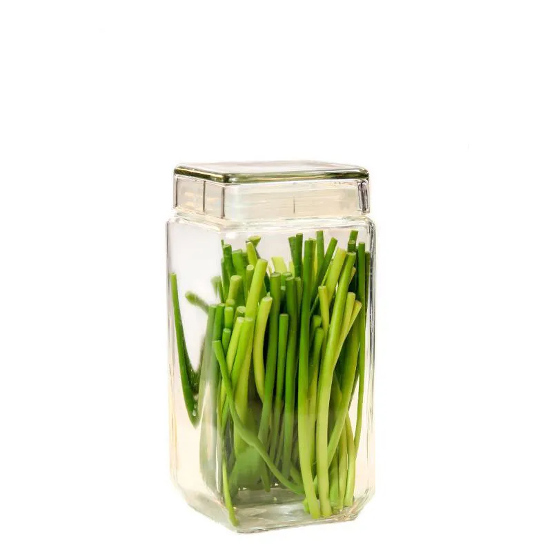 900ml 1300ml 1700ml 2200ml Food Canisters Square Shaped Clear Glass Jars For Food Storage