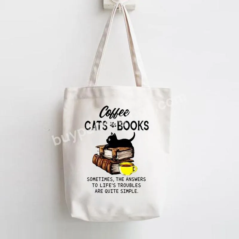 90s Cat Printing New Lovely Print Shopper Handbags Shoulder Fashion Canvas Casual Shopping Girls Women Graphic Tote Bag