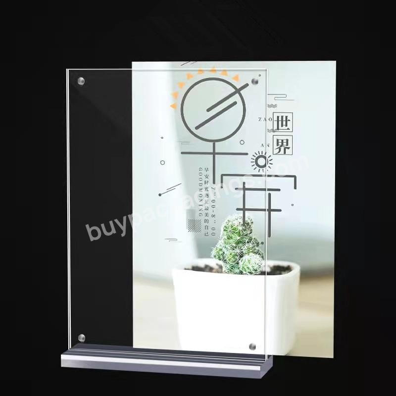 A5 A6 Table Top Acrylic Sign Holder Menu Display Stand Menu Paper Ad Photo Picture Frame - Buy Clear Portrait And Landscape Acrylic T Shaped Desk Sign Holder Display Stand Menu Holder Desk Label,High Quality T Shape High Magnet Customized Acrylic A5