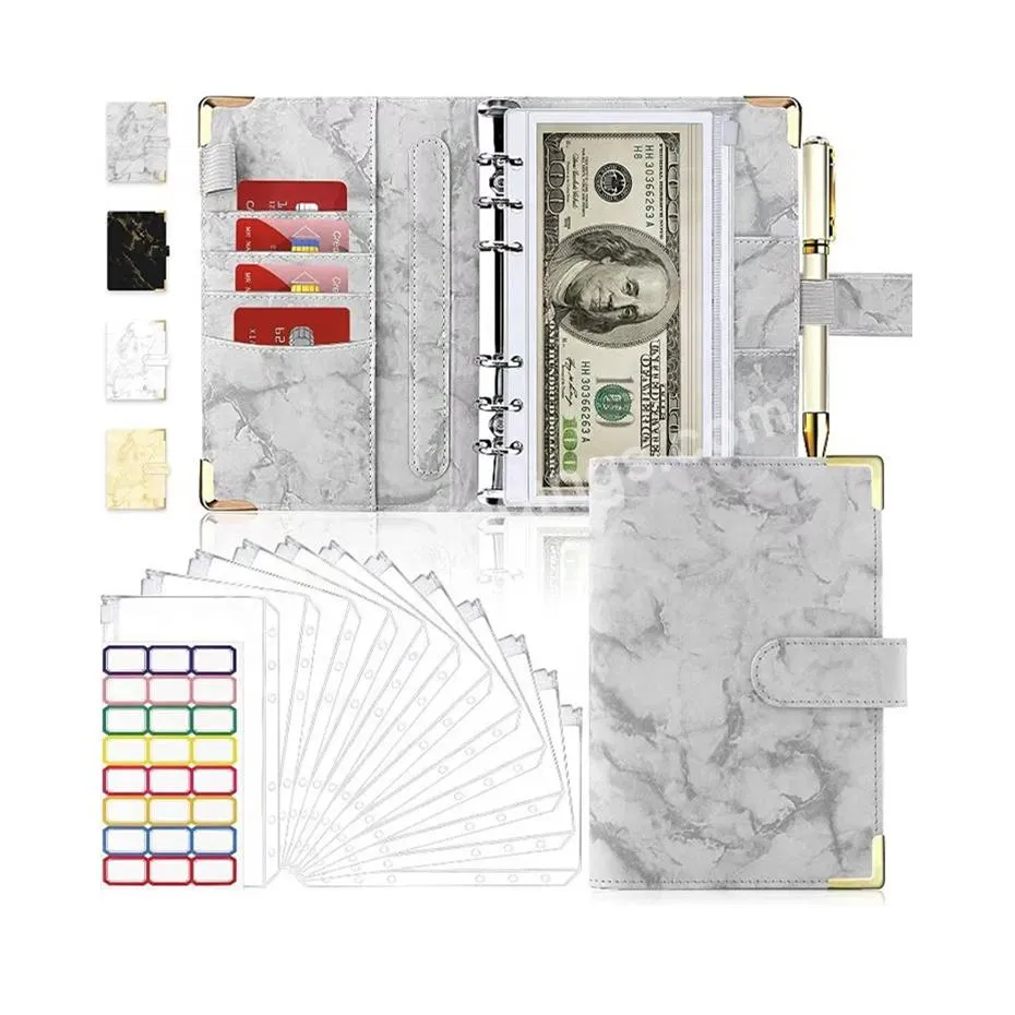 A6 Binder Budget Book Marble Pattern Notebook Leather Loose-leaf Book Cash Budget Hand Ledger