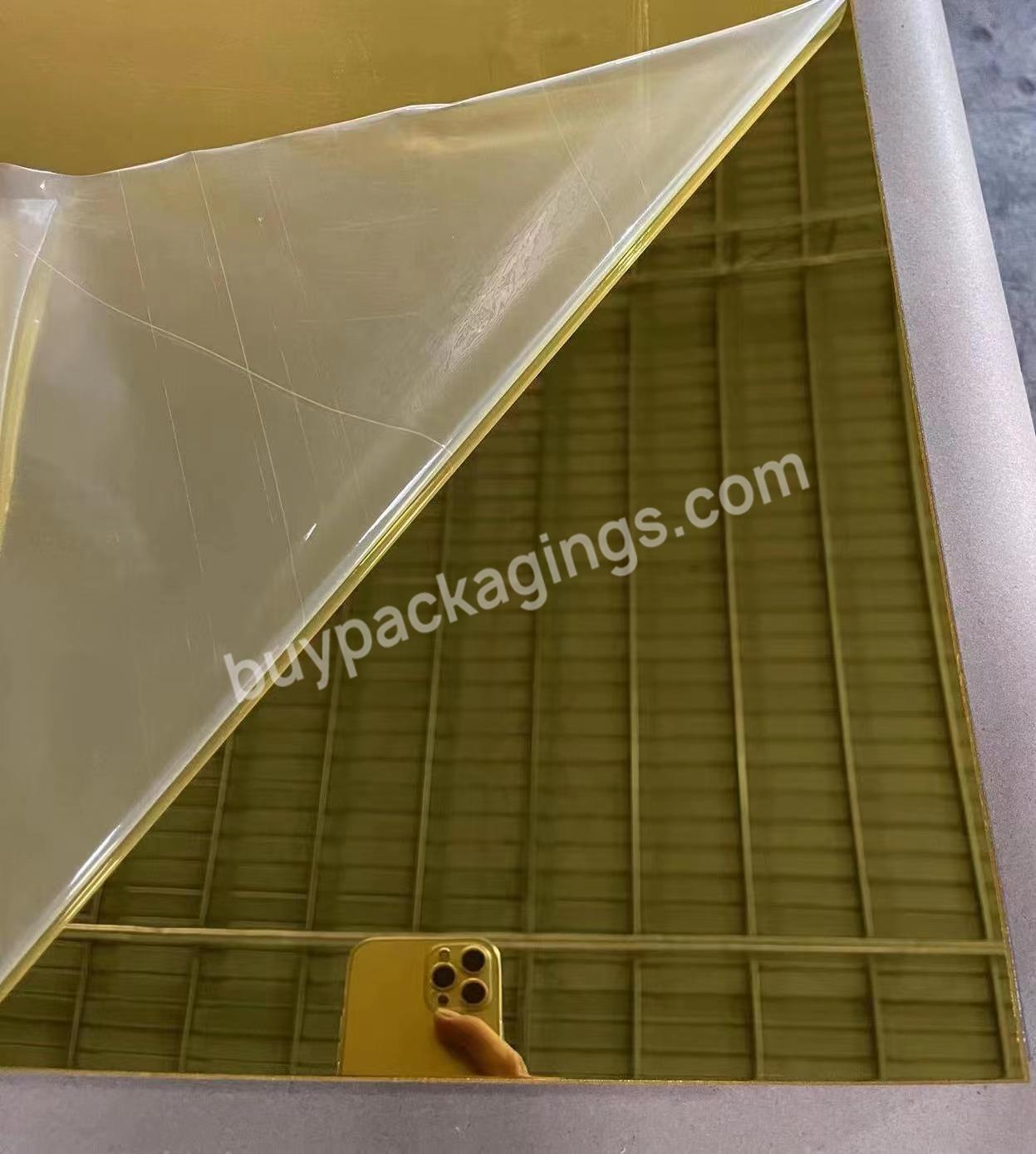 Acrylic Mirror Sheet Two Way Mirror Acrylic High Reflective Gold Mouldings Both Sides Covered By Pe Film Or Craft Paper
