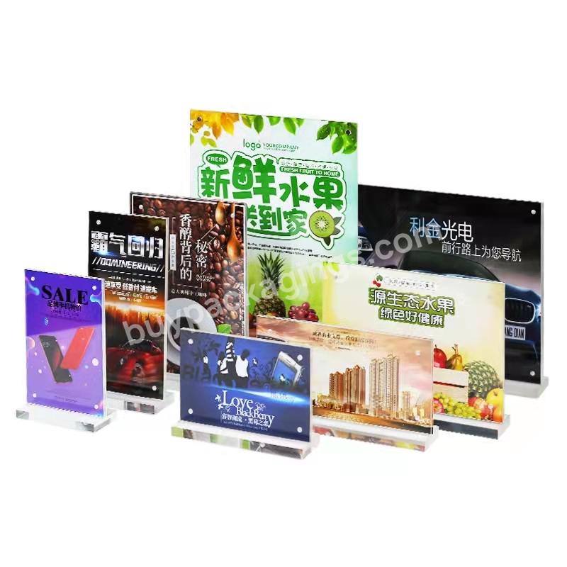 Acrylic Table Card A5 Strong Magnetic Table Sign Display Card Transparent Table Card Menu Advertising Price List T-shaped Stand