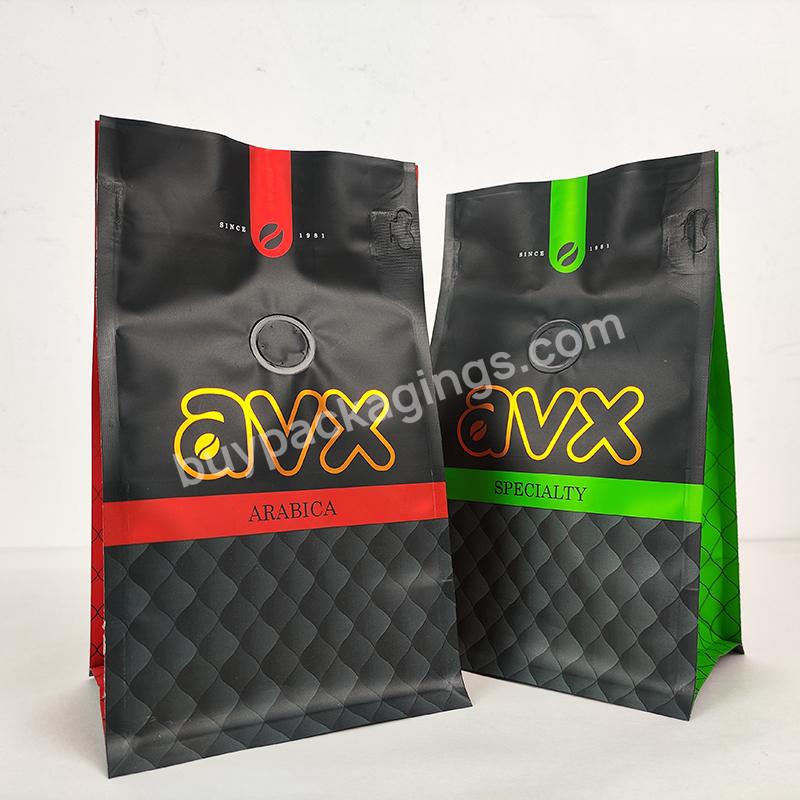 Aluminum Foil Colorful Different Colors Flat Bottom Pouch Bag For Coffee Packaging Coffee Beans Bags With Valve And Zipper