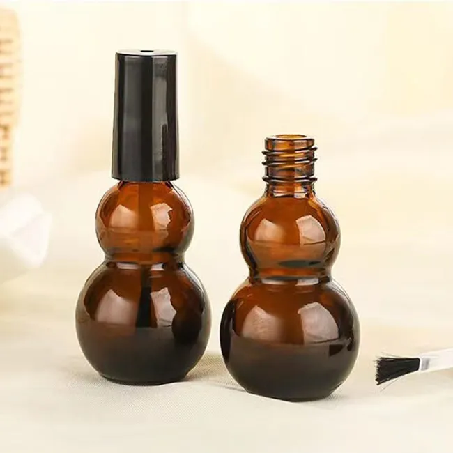 Amber 10ML Nail Polish Glass Bottle Gourd-shaped Nail Polish Oil Bottle Wholesale Price