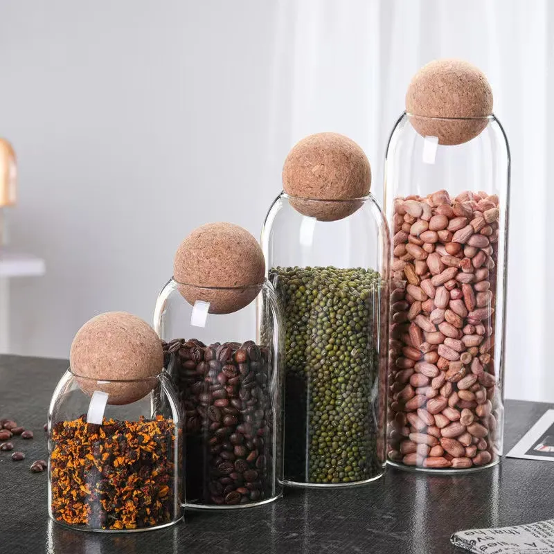 Best Selling 500ml 800ml 1200ml 1500ml Food Storage Round Glass Jar with  Ball Cork Buy