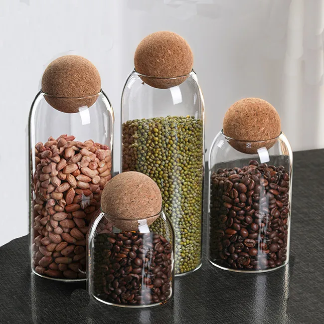 Best Selling 500ml 800ml 1200ml 1500ml Food Storage Round Glass Jar with  Ball Cork Buy