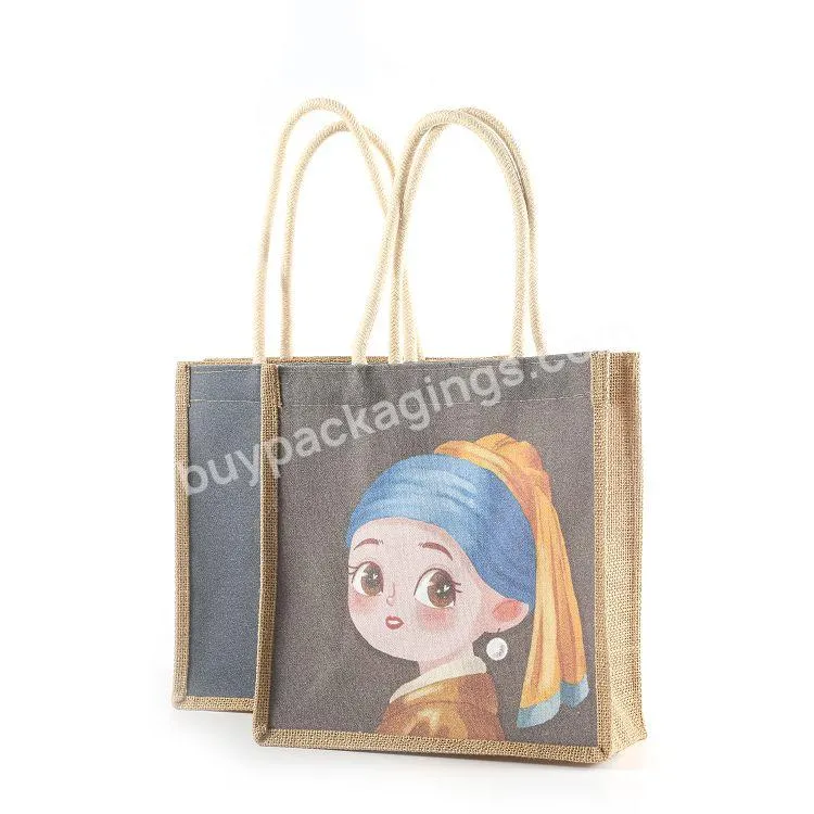 Best Selling Accept Custom Size Logo Print Plain Burlap Jute Tote Bag For Embroidery Diy Art Craft