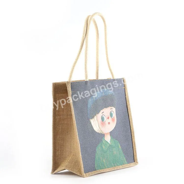 Best Selling Accept Custom Size Logo Print Plain Burlap Jute Tote Bag For Embroidery Diy Art Craft