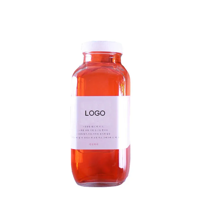 Best Selling High Quality Custom Logo 1 Liter Clear Square Glass Beverage Bottles